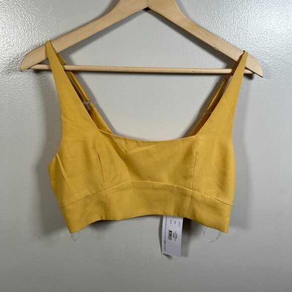 SNDYS Zanita Set Size Large Yellow Crop Top Midi Skirt High Waisted Sexy - Picture 3 of 16